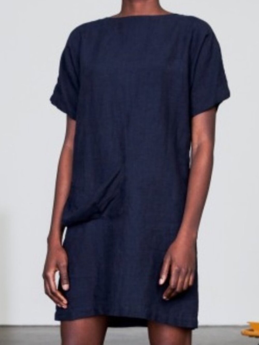 Blluemade Navy Blue Linen Pocket Dress M